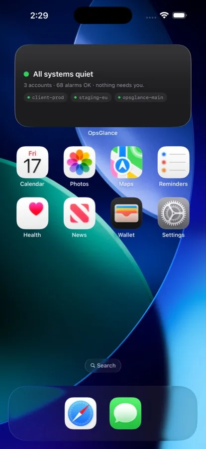 Widgets, all quiet